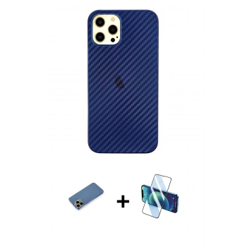 MARSİLYAN™- iPhone 12 Pro Max Kılıf Nova Çizgi - Siyah 3D Antistatik Cam Ekran Koruyucu + Shine Kamera Lens Koruma Cam - GD