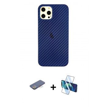 MARSİLYAN™- iPhone 12 Pro Max Kılıf Nova Çizgi - Siyah 3D Antistatik Seramik Nano Ekran Koruyucu + Renkli Kamera Lens Koruma Cam - MI