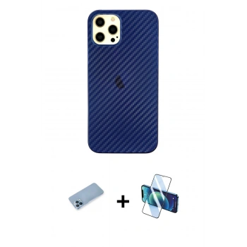 MARSİLYAN™- iPhone 12 Pro Max Kılıf Nova Çizgi - Siyah 3D Antistatik Seramik Nano Ekran Koruyucu + Shine Kamera Lens Koruma Cam - MI