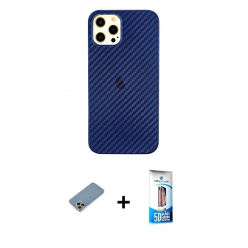 MARSİLYAN™- iPhone 12 Pro Max Kılıf Nova Çizgi - Siyah 5D Eko Cam Ekran Koruyucu + Shine Kamera Lens Koruma Cam - GI