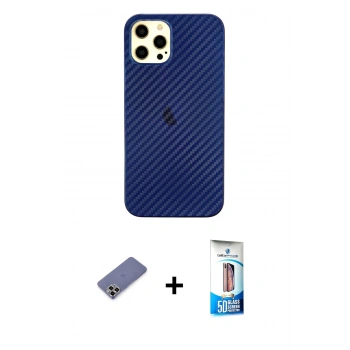 MARSİLYAN™- iPhone 12 Pro Max Kılıf Nova Çizgi - Siyah 5D Eko Cam Ekran Koruyucu + Metal Kamera Lens Koruma Cam - GD
