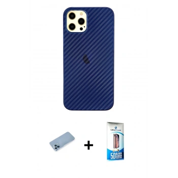 MARSİLYAN™- iPhone 12 Pro Max Kılıf Nova Çizgi - Siyah 5D Eko Cam Ekran Koruyucu + Shine Kamera Lens Koruma Cam - MI