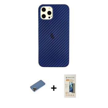 MARSİLYAN™- iPhone 12 Pro Max Kılıf Nova Çizgi - Siyah 6D Mat Seramik Hayalet Nano Ekran Koruyucu + Shine Kamera Lens Koruma Cam - GD