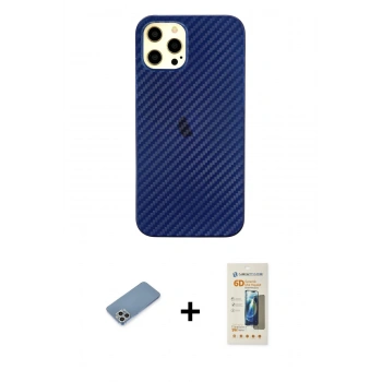 MARSİLYAN™- iPhone 12 Pro Max Kılıf Nova Çizgi - Siyah 6D Mat Seramik Hayalet Nano Ekran Koruyucu + Shine Kamera Lens Koruma Cam - GS