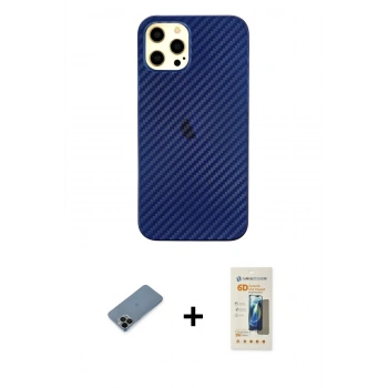 MARSİLYAN™- iPhone 12 Pro Max Kılıf Nova Çizgi - Siyah 6D Mat Seramik Hayalet Nano Ekran Koruyucu + Shine Kamera Lens Koruma Cam - SH