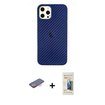MARSİLYAN™- iPhone 12 Pro Max Kılıf Nova Çizgi - Siyah 6D Mat Seramik Hayalet Nano Ekran Koruyucu + Renkli Kamera Lens Koruma Cam - TU