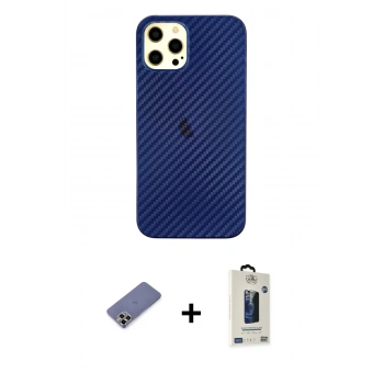 MARSİLYAN™- iPhone 12 Pro Max Kılıf Nova Çizgi - Siyah Bilvis Hayalet Cam Ekran Koruyucu + Metal Kamera Lens Koruma Cam - GD