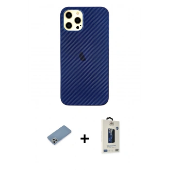 MARSİLYAN™- iPhone 12 Pro Max Kılıf Nova Çizgi - Siyah Bilvis Hayalet Cam Ekran Koruyucu + Shine Kamera Lens Koruma Cam - GS