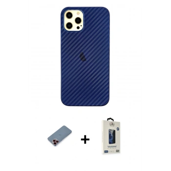 MARSİLYAN™- iPhone 12 Pro Max Kılıf Nova Çizgi - Siyah Bilvis Hayalet Cam Ekran Koruyucu + Metal Kamera Lens Koruma Cam - KI