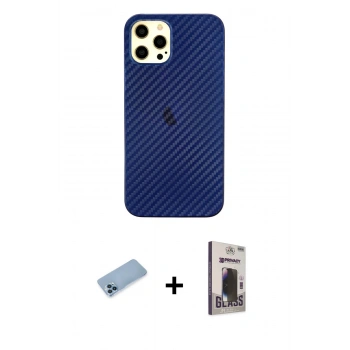 MARSİLYAN™- iPhone 12 Pro Max Kılıf Nova Çizgi - Siyah Bilvis Hayalet Cam Ekran Koruyucu + Shine Kamera Lens Koruma Cam - MI
