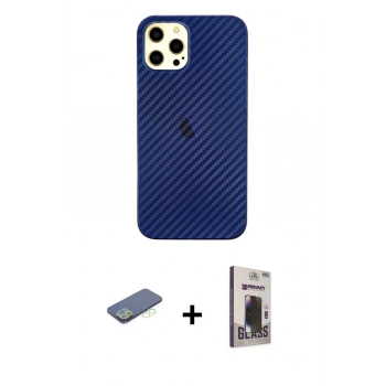 MARSİLYAN™- iPhone 12 Pro Max Kılıf Nova Çizgi - Siyah Bilvis Hayalet Cam Ekran Koruyucu + Renkli Kamera Lens Koruma Cam - YL