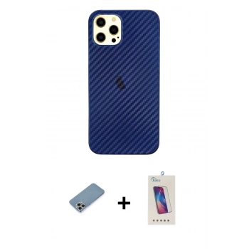 MARSİLYAN™- iPhone 12 Pro Max Kılıf Nova Çizgi - Siyah Joko 5D Cam + Shine Kamera Lens Koruma Cam - GI