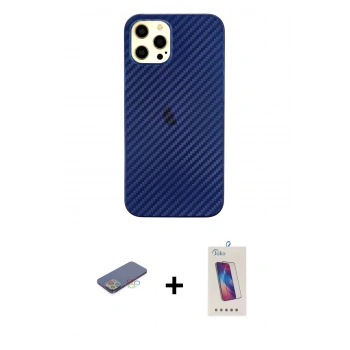 MARSİLYAN™- iPhone 12 Pro Max Kılıf Nova Çizgi - Siyah Joko 5D Cam + Renkli Kamera Lens Koruma Cam - MI