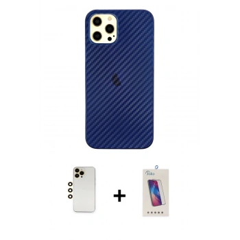 MARSİLYAN™- iPhone 12 Pro Max Kılıf Nova Çizgi - Siyah Joko 5D Cam + Shine Kamera Lens - GD