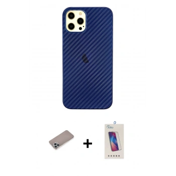 MARSİLYAN™- iPhone 12 Pro Max Kılıf Nova Çizgi - Siyah Joko 5D Cam + Shine Kamera Lens Koruma Cam - SABE