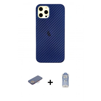 MARSİLYAN™- iPhone 12 Pro Max Kılıf Nova Çizgi - Siyah Joko Magic 5D Cam + Renkli Kamera Lens Koruma Cam - PE