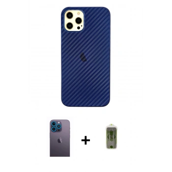 MARSİLYAN™- iPhone 12 Pro Max Kılıf Nova Çizgi - Siyah Joko Magic 5D Hayalet Cam + Neon Fosforlu Kamera Lens - MI