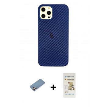 MARSİLYAN™- iPhone 12 Pro Max Kılıf Nova Çizgi - Siyah Mat Seramik Nano Ekran Koruyucu + Shine Kamera Lens Koruma Cam - PE