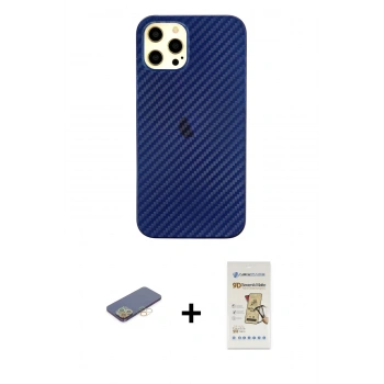 MARSİLYAN™- iPhone 12 Pro Max Kılıf Nova Çizgi - Siyah Mat Seramik Nano Ekran Koruyucu + Renkli Kamera Lens Koruma Cam - SI