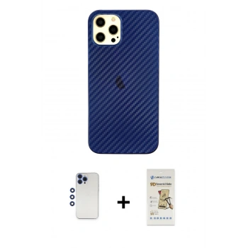 MARSİLYAN™- iPhone 12 Pro Max Kılıf Nova Çizgi - Siyah Mat Seramik Nano Ekran Koruyucu + Shine Kamera Lens - LT