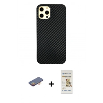 MARSİLYAN™- iPhone 12 Pro Max Kılıf Nova Çizgi - Siyah Mat Seramik Nano Ekran Koruyucu + Renkli Kamera Lens Koruma Cam - TU