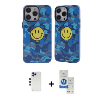 MARSİLYAN™- iPhone 12 Pro Max Kılıf Nova Doku Koleksiyonu - Şeffaf Royal Nano Ekran Koruyucu + Shine Kamera Lens - LT