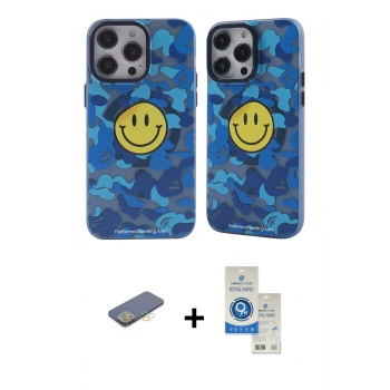 MARSİLYAN™- iPhone 12 Pro Max Kılıf Nova Doku Koleksiyonu - Şeffaf Royal Nano Ekran Koruyucu + Renkli Kamera Lens Koruma Cam - SI