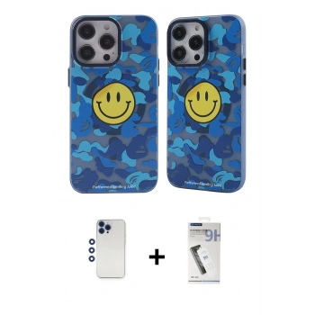 MARSİLYAN™- iPhone 12 Pro Max Kılıf Nova Doku Koleksiyonu - Şeffaf Uv Polymer Nano Ekran Koruyucu + Shine Kamera Lens - LT