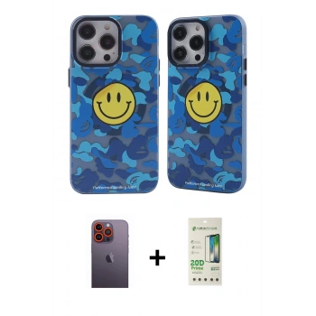 MARSİLYAN™- iPhone 12 Pro Max Kılıf Nova Doku Koleksiyonu - Siyah 20D Premium Cam Ekran Koruyucu + Neon Fosforlu Kamera Lens - TU