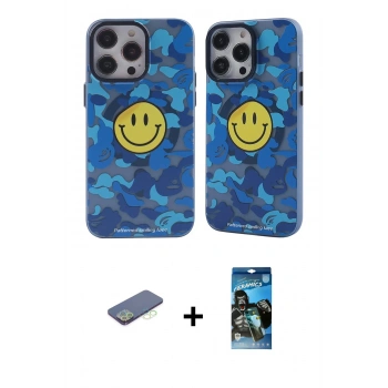 MARSİLYAN™- iPhone 12 Pro Max Kılıf Nova Doku Koleksiyonu - Siyah 34D Izgaralı Cam + Renkli Kamera Lens Koruma Cam - YL