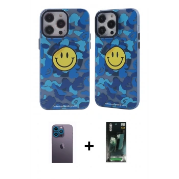 MARSİLYAN™- iPhone 12 Pro Max Kılıf Nova Doku Koleksiyonu - Siyah 360 Mat Full Body Arka Koruyucu + Neon Fosforlu Kamera Lens - MI