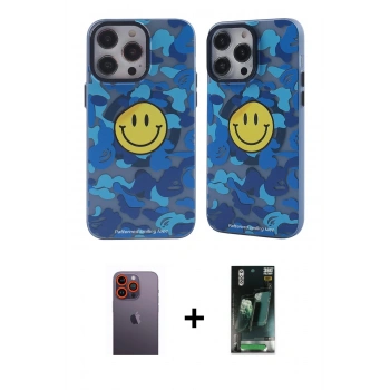 MARSİLYAN™- iPhone 12 Pro Max Kılıf Nova Doku Koleksiyonu - Siyah 360 Mat Full Body Arka Koruyucu + Neon Fosforlu Kamera Lens - TU