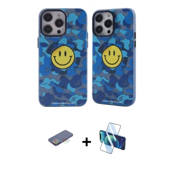 MARSİLYAN™- iPhone 12 Pro Max Kılıf Nova Doku Koleksiyonu - Siyah 3D Antistatik Cam Ekran Koruyucu + Renkli Kamera Lens Koruma Cam - MI