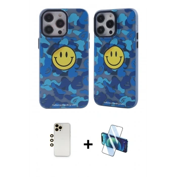MARSİLYAN™- iPhone 12 Pro Max Kılıf Nova Doku Koleksiyonu - Siyah 3D Antistatik Cam Ekran Koruyucu + Shine Kamera Lens - GD
