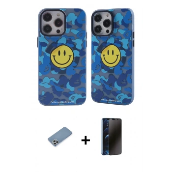 MARSİLYAN™- iPhone 12 Pro Max Kılıf Nova Doku Koleksiyonu - Siyah 3D Antistatik Hayalet Cam Ekran Koruyucu + Shine Kamera Lens Koruma Cam - GS