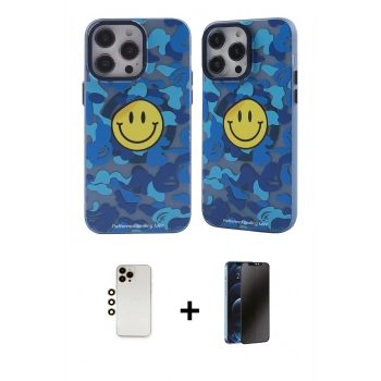 MARSİLYAN™- iPhone 12 Pro Max Kılıf Nova Doku Koleksiyonu - Siyah 3D Antistatik Hayalet Cam Ekran Koruyucu + Shine Kamera Lens - GD