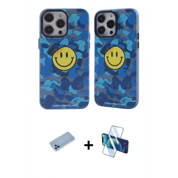 MARSİLYAN™- iPhone 12 Pro Max Kılıf Nova Doku Koleksiyonu - Siyah 3D Antistatik Seramik Nano Ekran Koruyucu + Shine Kamera Lens Koruma Cam - MI