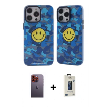 MARSİLYAN™- iPhone 12 Pro Max Kılıf Nova Doku Koleksiyonu - Siyah Bilvis Hayalet Cam Ekran Koruyucu + Neon Fosforlu Kamera Lens - TU