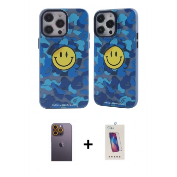 MARSİLYAN™- iPhone 12 Pro Max Kılıf Nova Doku Koleksiyonu - Siyah Joko 5D Cam + Neon Fosforlu Kamera Lens - SI