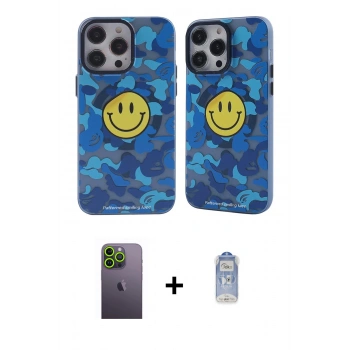 MARSİLYAN™- iPhone 12 Pro Max Kılıf Nova Doku Koleksiyonu - Siyah Joko Magic 5D Cam + Neon Fosforlu Kamera Lens - YL
