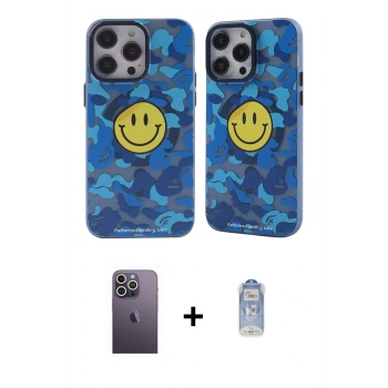 MARSİLYAN™- iPhone 12 Pro Max Kılıf Nova Doku Koleksiyonu - Siyah Joko Magic 5D Cam + Neon Fosforlu Kamera Lens - BZ