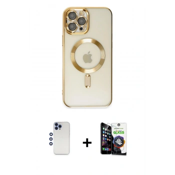 MARSİLYAN™- iPhone 12 Pro Max Kılıf Nova Işık Özel Seri - Şeffaf Temperli Cam Ekran Koruyucu + Shine Kamera Lens - LT