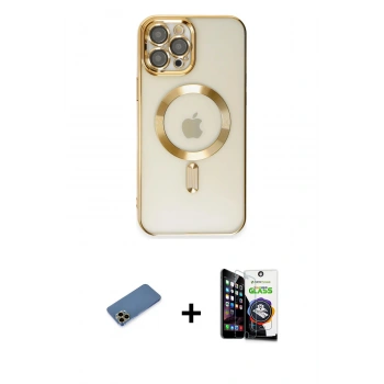 MARSİLYAN™- iPhone 12 Pro Max Kılıf Nova Işık Özel Seri - Şeffaf Temperli Cam Ekran Koruyucu + Shine Kamera Lens Koruma Cam - GD