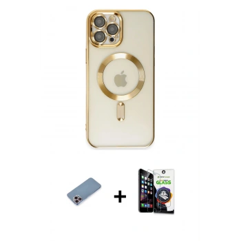 MARSİLYAN™- iPhone 12 Pro Max Kılıf Nova Işık Özel Seri - Şeffaf Temperli Cam Ekran Koruyucu + Shine Kamera Lens Koruma Cam - PE
