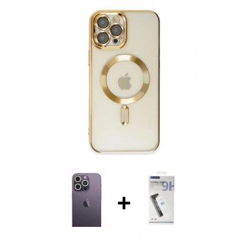 MARSİLYAN™- iPhone 12 Pro Max Kılıf Nova Işık Özel Seri - Şeffaf Uv Polymer Nano Ekran Koruyucu + Neon Fosforlu Kamera Lens - BZ