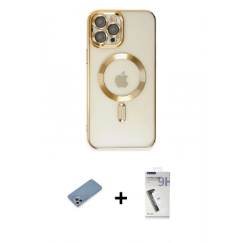 MARSİLYAN™- iPhone 12 Pro Max Kılıf Nova Işık Özel Seri - Şeffaf Uv Polymer Nano Ekran Koruyucu + Shine Kamera Lens Koruma Cam - GS