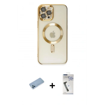 MARSİLYAN™- iPhone 12 Pro Max Kılıf Nova Işık Özel Seri - Şeffaf Uv Polymer Nano Ekran Koruyucu + Shine Kamera Lens Koruma Cam - MI