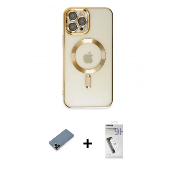 MARSİLYAN™- iPhone 12 Pro Max Kılıf Nova Işık Özel Seri - Şeffaf Uv Polymer Nano Ekran Koruyucu + Shine Kamera Lens Koruma Cam - SH