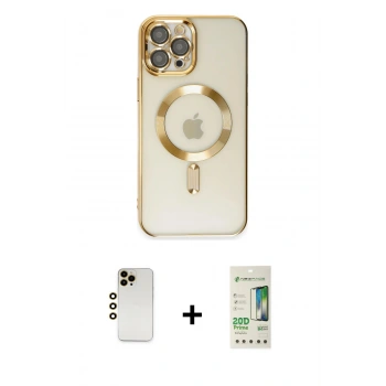 MARSİLYAN™- iPhone 12 Pro Max Kılıf Nova Işık Özel Seri - Siyah 20D Premium Cam Ekran Koruyucu + Shine Kamera Lens - GD