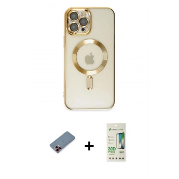MARSİLYAN™- iPhone 12 Pro Max Kılıf Nova Işık Özel Seri - Siyah 20D Premium Cam Ekran Koruyucu + Metal Kamera Lens Koruma Cam - KI